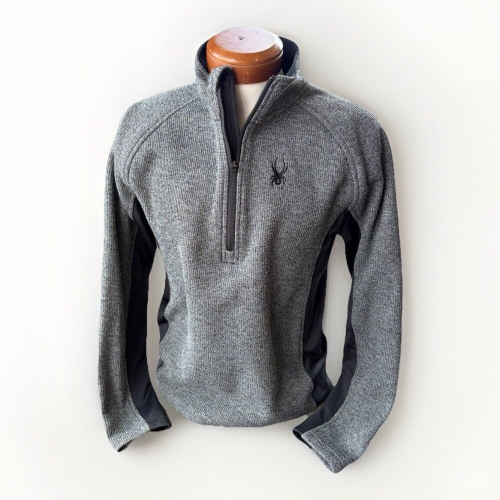 Spyder Men's Outbound 1/4 Zip Pullover Sweater Jacket Knit Fleece Gray Size M
